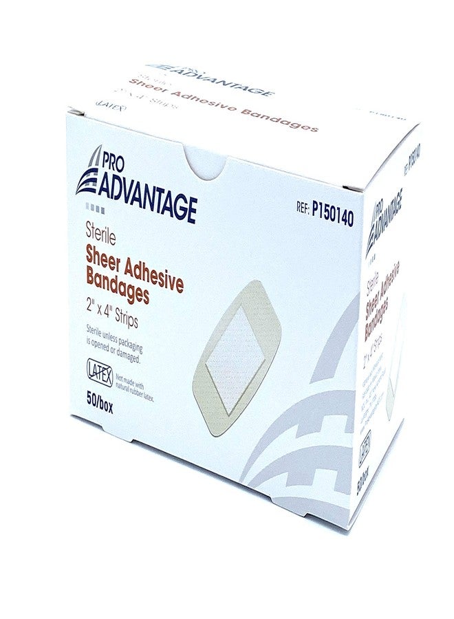 ProAdvantage PRO ADVANTAGE SHEER ADHESIVE BANDAGE - Adhesive Bandage, Strips, 2" x 4", 50/bx - Image 1